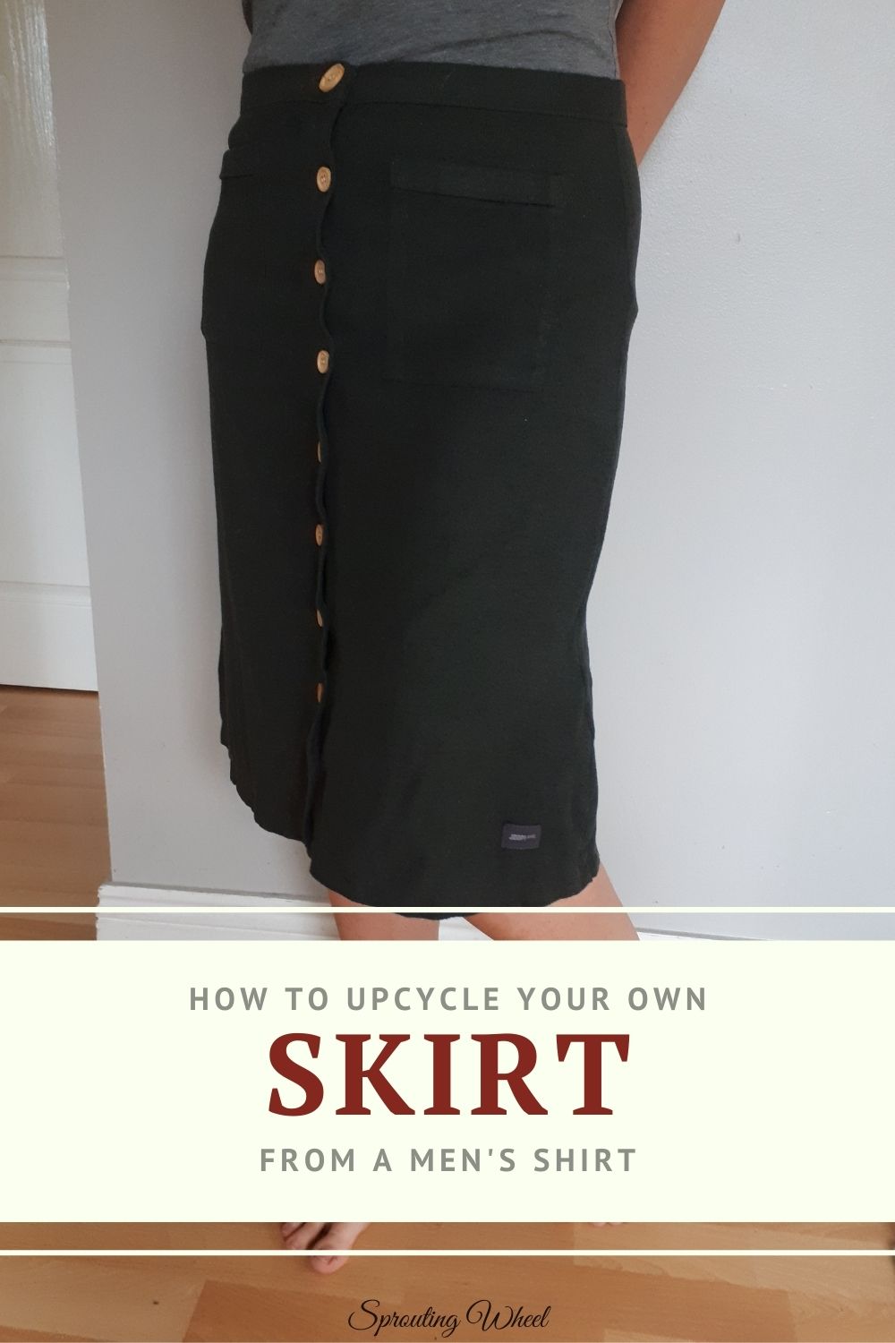 Shirt to skirt DIY - Sprouting Wheel Tutorial | upcycle | charity shop